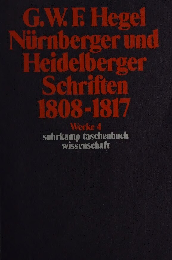Nurnberger Und Heidelberger Schriften 1808-1817